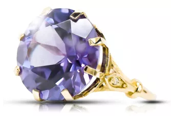 Alksandritas 14k geltono aukso Žiedas Vintažinis stilius vrc073y